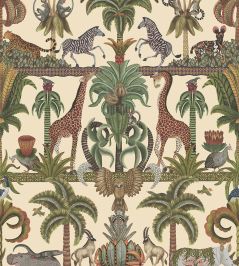 Afrika Kingdom Wallpaper by Cole & Son Olive Green & Spring Green on Cream Afrika Kingdom Wallpaper by Cole & Son Olive Green & Spring Green on Cream