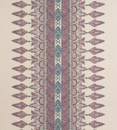 Akola Stripe Fabric by Thibaut Raspberry and Blue on Natural Akola Stripe Fabric by Thibaut Raspberry and Blue on Natural