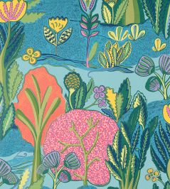 Albero Wallpaper by Thibaut Tangerine and Turquoise Albero Wallpaper by Thibaut Tangerine and Turquoise