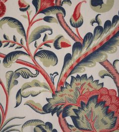 Amberley Fabric by Titley and Marr Prussian, Red & Grass Amberley Fabric by Titley and Marr Prussian, Red & Grass