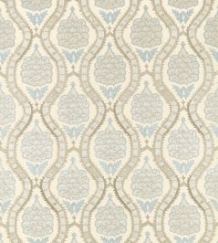 Anar Trellis Fabric by Zoffany Stockholm Blue / Platinum Grey Anar Trellis Fabric by Zoffany Stockholm Blue / Platinum Grey