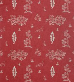 Friendly Folk Fabric by Andrew Martin Huntsman Red Friendly Folk Fabric by Andrew Martin Huntsman Red