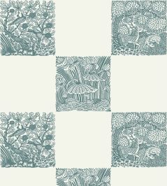 Animal Check Wallpaper by Josephine Munsey Osney Blue/Skirting White Animal Check Wallpaper by Josephine Munsey Osney Blue/Skirting White