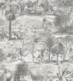 Animal Islands Wallpaper by Brand McKenzie Muted Grey Animal Islands Wallpaper by Brand McKenzie Muted Grey