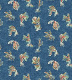Aquaria Fabric by Osborne & Little Indigo/Coral Aquaria Fabric by Osborne & Little Indigo/Coral