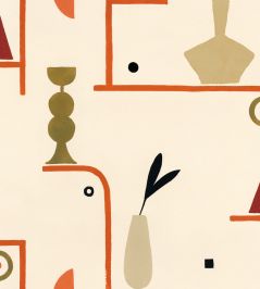 Archaeological Forms Wallpaper by Tres Tintas Beige Archaeological Forms Wallpaper by Tres Tintas Beige