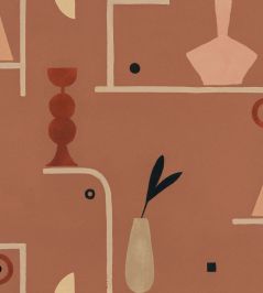 Archaeological Forms Wallpaper by Tres Tintas Red Archaeological Forms Wallpaper by Tres Tintas Red