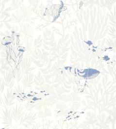 Atlantide Wallpaper by Casadeco Blanc / Bleu Outremer Atlantide Wallpaper by Casadeco Blanc / Bleu Outremer