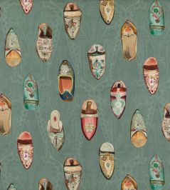 Babouches Fabric by Mulberry Home Teal Babouches Fabric by Mulberry Home Teal
