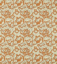 Bachelors Button Fabric by Morris & Co Burnt Orange/Sky Bachelors Button Fabric by Morris & Co Burnt Orange/Sky
