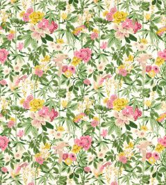Bamboo & Birds Fabric by Sanderson Scallion Green / Fushia Bamboo & Birds Fabric by Sanderson Scallion Green / Fushia