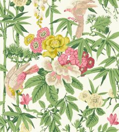 Bamboo & Birds Wallpaper by Sanderson Scallion Green Bamboo & Birds Wallpaper by Sanderson Scallion Green