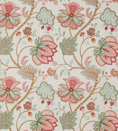 Baptista Linen Fabric by Colefax and Fowler Coral/Green Baptista Linen Fabric by Colefax and Fowler Coral/Green