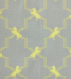 Horse Trellis Fabric by Barneby Gates Acid Yellow On Grey Horse Trellis Fabric by Barneby Gates Acid Yellow On Grey