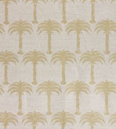 Marrakech Palm Fabric by Barneby Gates Gold On Natural Marrakech Palm Fabric by Barneby Gates Gold On Natural