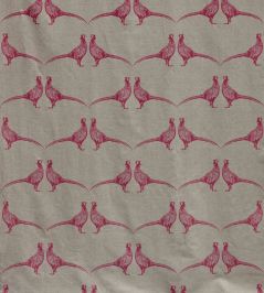 Pheasant Fabric by Barneby Gates Pink on Natural Pheasant Fabric by Barneby Gates Pink on Natural