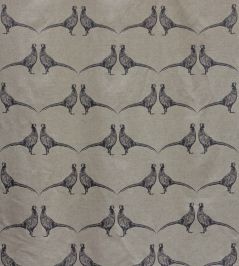Pheasant Fabric by Barneby Gates Charcoal on Natural Pheasant Fabric by Barneby Gates Charcoal on Natural