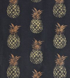 Pineapples Fabric by Barneby Gates Gold On Charcoal Pineapples Fabric by Barneby Gates Gold On Charcoal