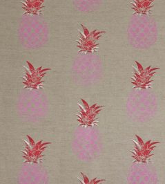 Pineapples Fabric by Barneby Gates Pink On Natural Pineapples Fabric by Barneby Gates Pink On Natural
