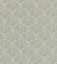 Scallop Shell Fabric by Barneby Gates Plaster/Green Scallop Shell Fabric by Barneby Gates Plaster/Green