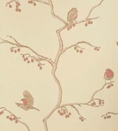 The English Robin Wallpaper by Barneby Gates Parchment The English Robin Wallpaper by Barneby Gates Parchment