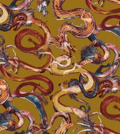 Basilisk Fabric by Arley House Gold Basilisk Fabric by Arley House Gold