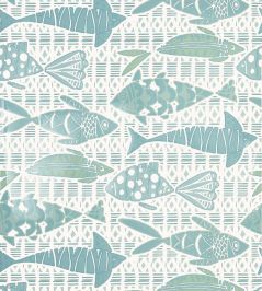 Batik Fish Wallpaper by Thibaut Spa Blue Batik Fish Wallpaper by Thibaut Spa Blue