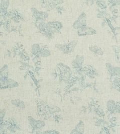 Baudin Butterfly Linen Wallpaper by Schumacher Blue Baudin Butterfly Linen Wallpaper by Schumacher Blue