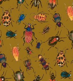 Beetle Fabric by Arley House Gold Beetle Fabric by Arley House Gold