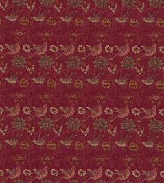 Bird And Anemone Fabric by Morris & Co Red Clay Bird And Anemone Fabric by Morris & Co Red Clay