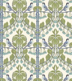 Birds & Cherries Wallpaper by GP & J Baker Green/Blue Birds & Cherries Wallpaper by GP & J Baker Green/Blue