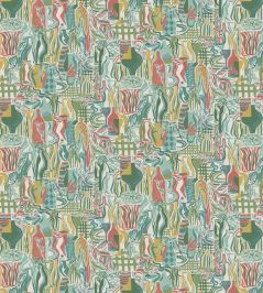 Bistro Fabric by Osborne & Little Turquoise/Coral Bistro Fabric by Osborne & Little Turquoise/Coral