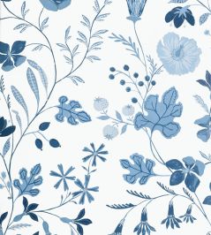 Bloom Wallpaper by Thibaut Blue and White Bloom Wallpaper by Thibaut Blue and White