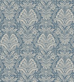 Bourton Damask Fabric by Nina Campbell Blue Bourton Damask Fabric by Nina Campbell Blue