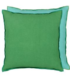 Brera Lino Cushion 45 x 45cm by Designers Guild Emerald & Capri Brera Lino Cushion 45 x 45cm by Designers Guild Emerald & Capri
