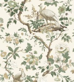 Broughton Rose Wallpaper by GP & J Baker Green Broughton Rose Wallpaper by GP & J Baker Green