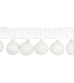 Calypso Solid Bobble Fringe 47mm Trimming by Houles Blanc Calypso Solid Bobble Fringe 47mm Trimming by Houles Blanc