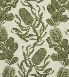 Cape Botanical Fabric by Volga Linen Botanical Green/Oyster Cape Botanical Fabric by Volga Linen Botanical Green/Oyster