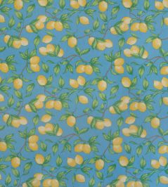 Capri Lemon Fabric by Barneby Gates Azure Blue Capri Lemon Fabric by Barneby Gates Azure Blue