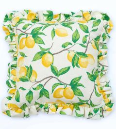Capri Lemon Cushion 45 x 45cm by Barneby Gates Cream Capri Lemon Cushion 45 x 45cm by Barneby Gates Cream