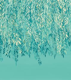 Cascading Willow Mural by Ohpopsi Turquoise Cascading Willow Mural by Ohpopsi Turquoise