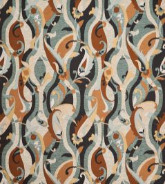 Castillo Fabric by Osborne & Little Aqua/Sienna Castillo Fabric by Osborne & Little Aqua/Sienna