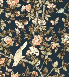 Caverley Wallpaper by Sanderson Indigo Blue/Rowan Berry Caverley Wallpaper by Sanderson Indigo Blue/Rowan Berry