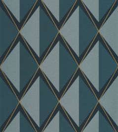 Chaplin Wallpaper by Casadeco Bleu Petrole Chaplin Wallpaper by Casadeco Bleu Petrole