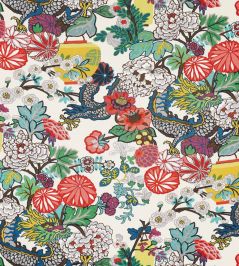 Chiang Mai Dragon Fabric by Schumacher Alabaster Chiang Mai Dragon Fabric by Schumacher Alabaster