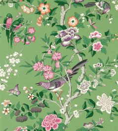 Chinoiserie Hall Wallpaper by Sanderson Chinese Green / Lotus Pink Chinoiserie Hall Wallpaper by Sanderson Chinese Green / Lotus Pink