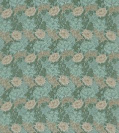 Chrysanthemum Fabric by Morris & Co Green/Biscuit Chrysanthemum Fabric by Morris & Co Green/Biscuit