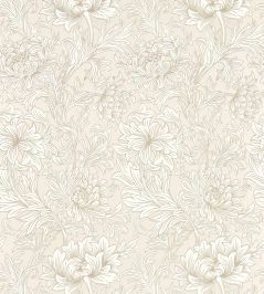 Chrysanthemum Toile Wallpaper by Morris & Co Cochineal Pink Chrysanthemum Toile Wallpaper by Morris & Co Cochineal Pink