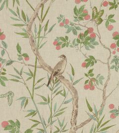 Claire Fabric by Thibaut Coral and Green Claire Fabric by Thibaut Coral and Green