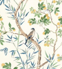 Claire Fabric by Thibaut Yellow and Navy Claire Fabric by Thibaut Yellow and Navy